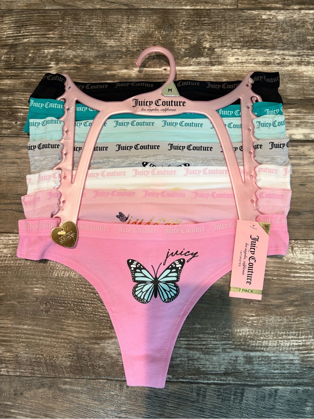 Juicy Couture Butterfly Thong Pack of 7 Panties Women’s Size M